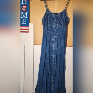 Vintage Karma Highway Embroidered Denim Maxi Dress – Free Sizel